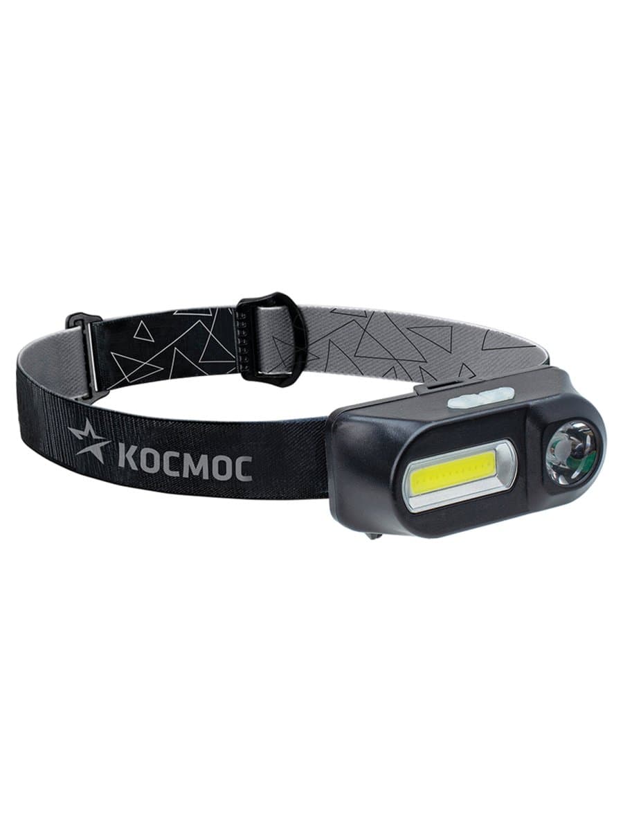 Фонарь налобный аккумуляторный КОСМОС, 3 Вт, LED + 3 Вт, СОВ, Li-ion, заряд от USB, KocH3WDLith