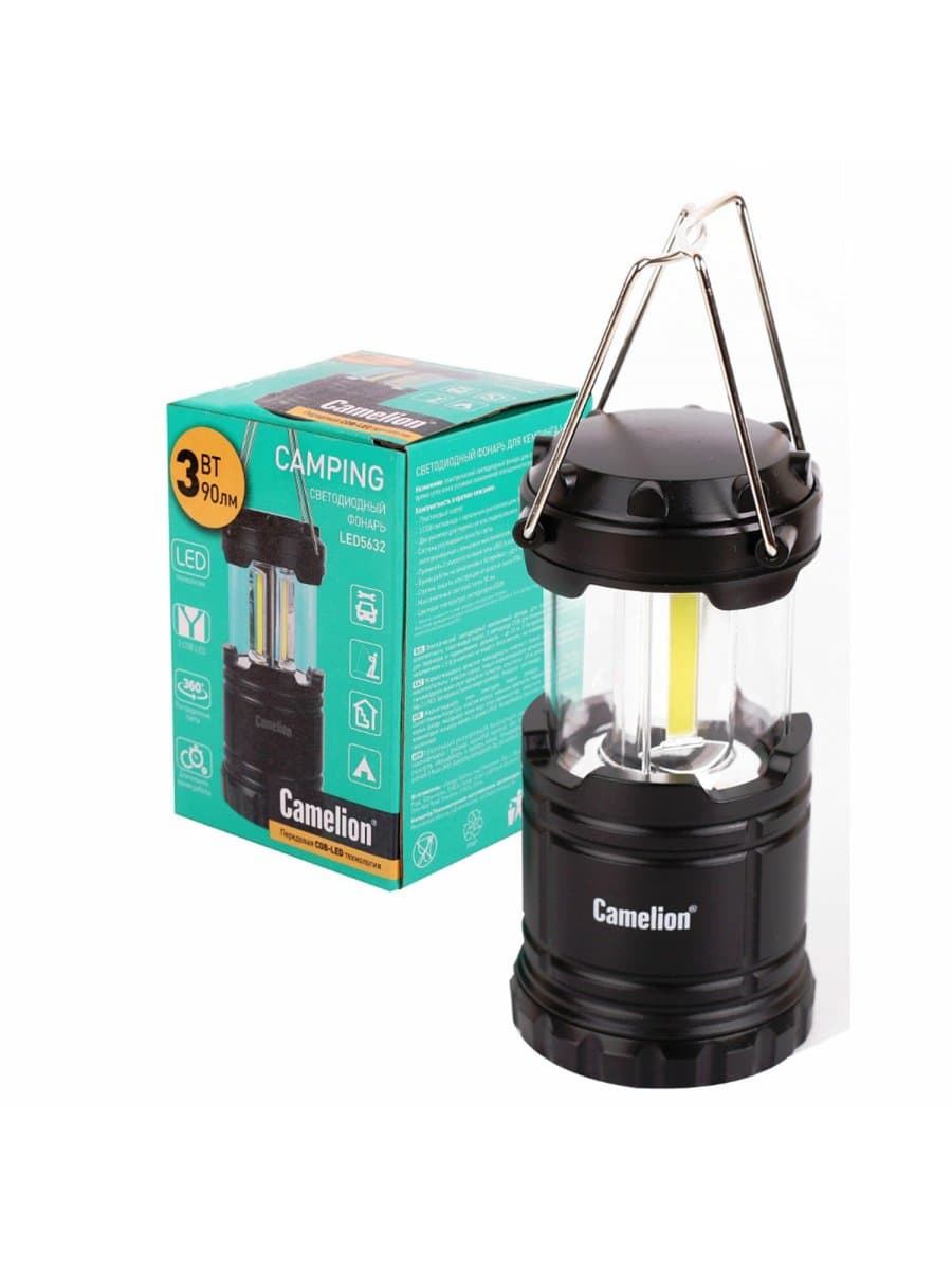 Фонарь туристический CAMELION 3Вт LED, питание 3xAAА (не в комплекте), контейнер и магнит, LED5632
