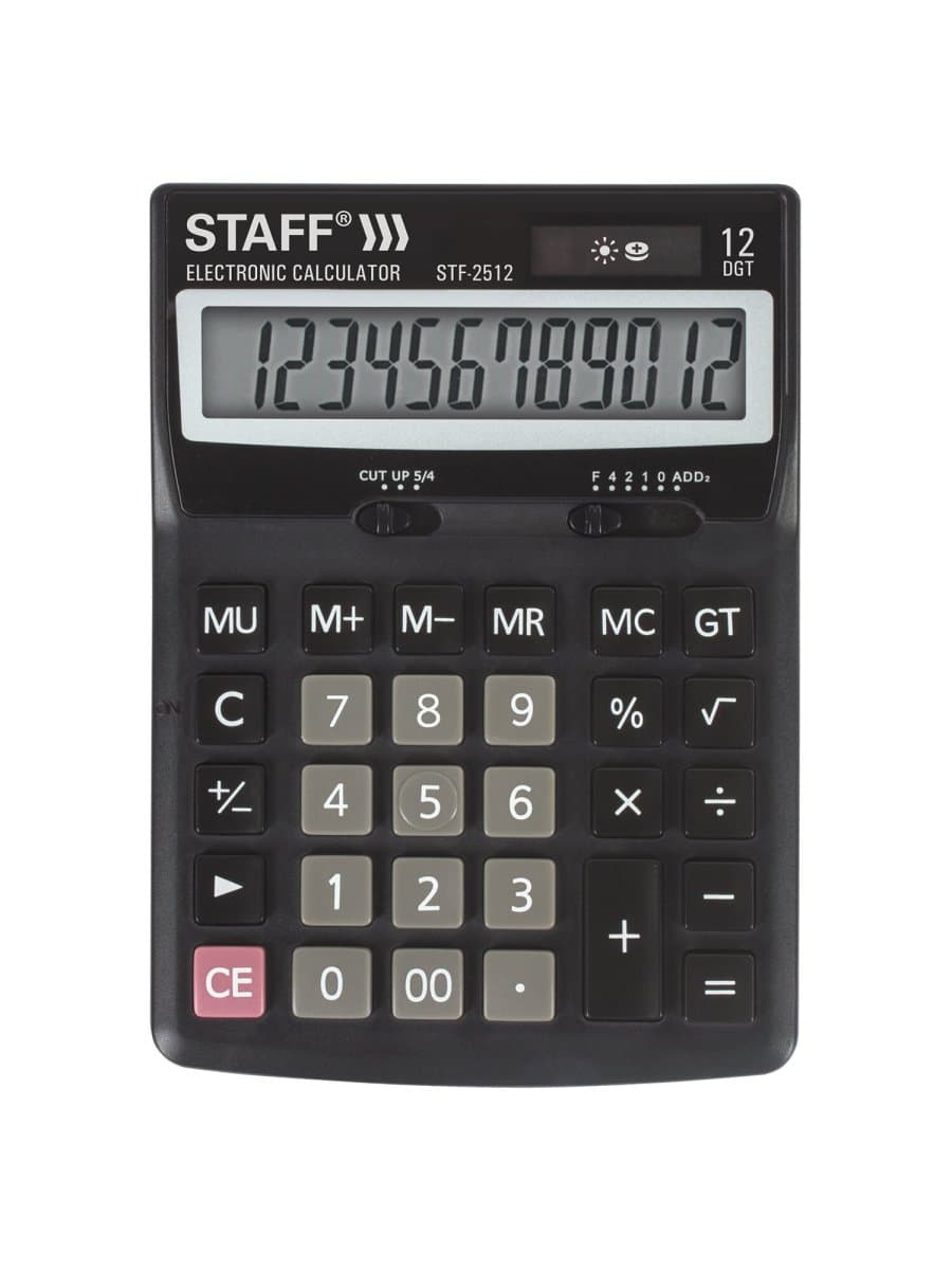 Калькулятор настольный STAFF STF-2512 (170х125 мм), 12 разрядов, двойное питание, 250136