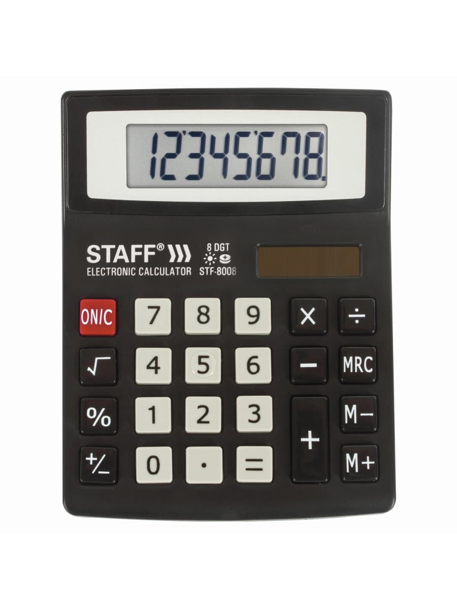 Калькулятор настольный STAFF STF-8008, КОМПАКТНЫЙ (113х87 мм), 8 разрядов, двойное питание, 250147