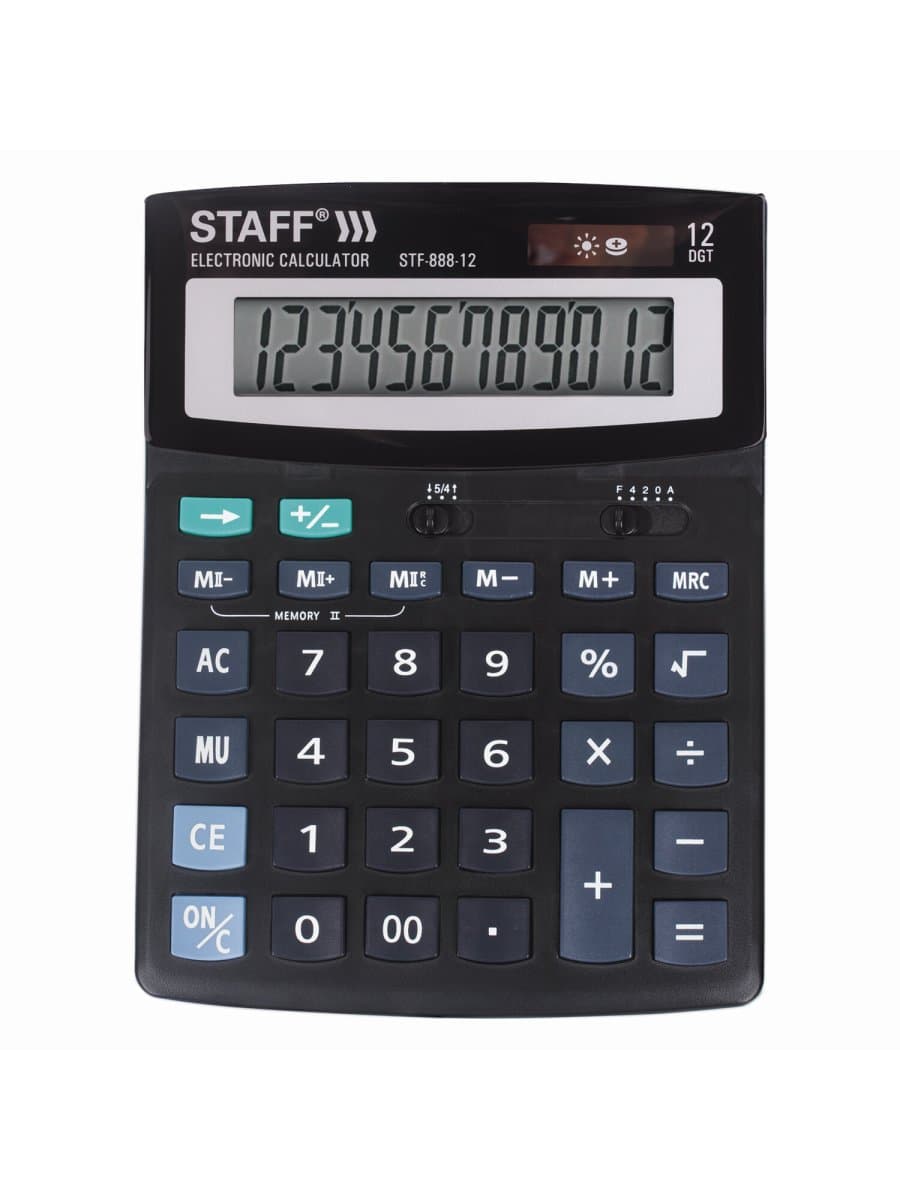 Калькулятор настольный STAFF STF-888-12 (200х150 мм), 12 разрядов, двойное питание, 250149