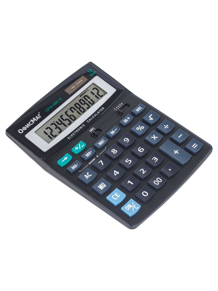 Калькулятор настольный ОФИСМАГ OFM-888-12 (200х150 мм), 12 разрядов, двойное питание, 250224