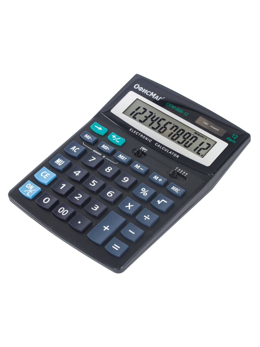 Калькулятор настольный ОФИСМАГ OFM-888-12 (200х150 мм), 12 разрядов, двойное питание, 250224