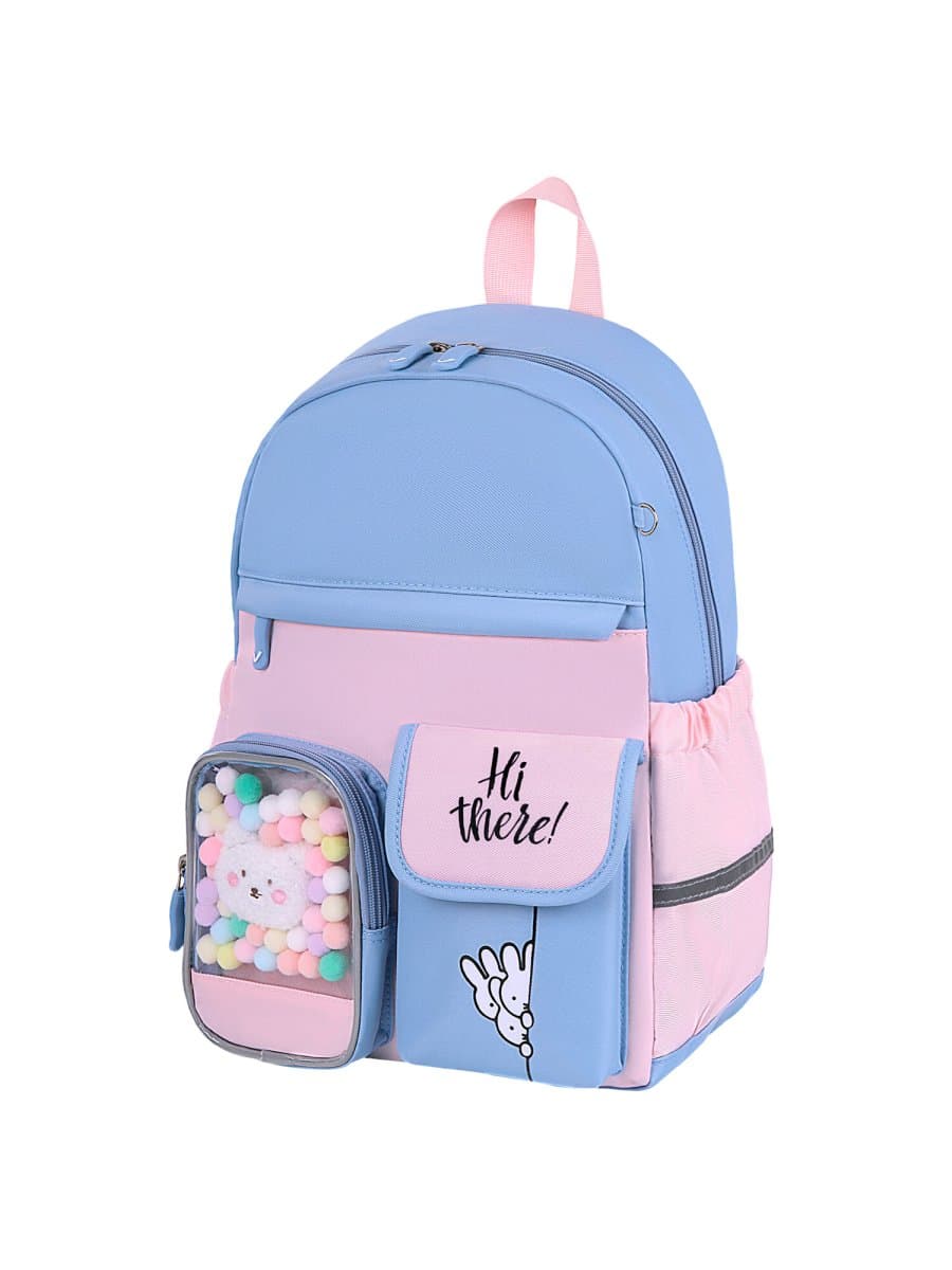 Рюкзак BRAUBERG PASTEL с термонашивками в комплекте, "Friendly bunnies", голубой, 40х29х14 см, 271423