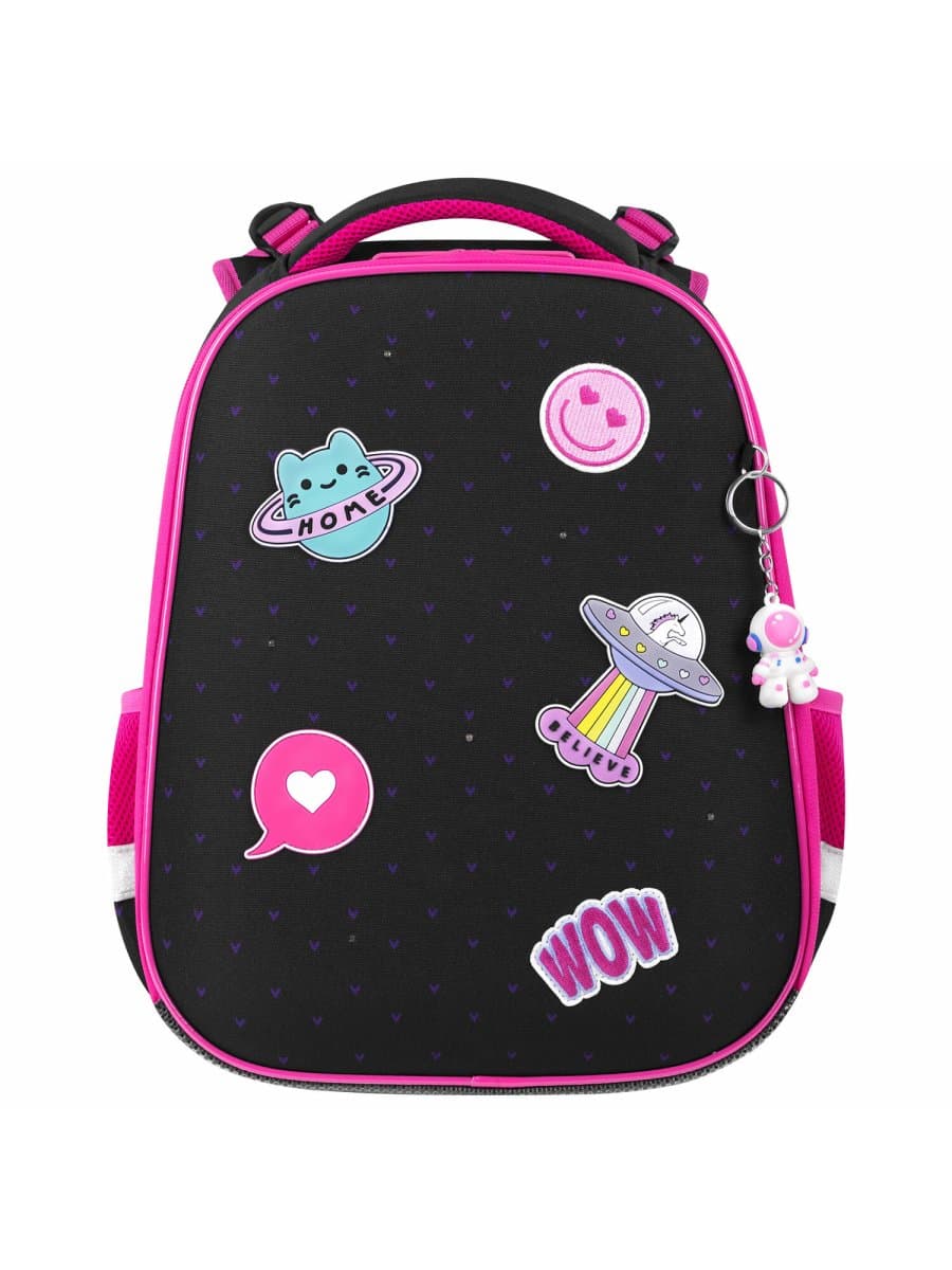 Ранец BRAUBERG PREMIUM, 2 отделения, с брелоком, "Space sweets", LED-ЛАМПОЧКИ, 38х29х16 см, 272020