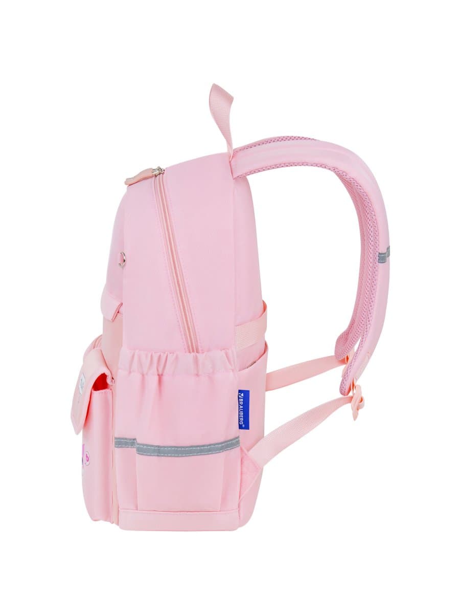 Рюкзак BRAUBERG PASTEL с термонашивками в комплекте, "Anime kitten", персиковый, 40х29х14 см, 272065