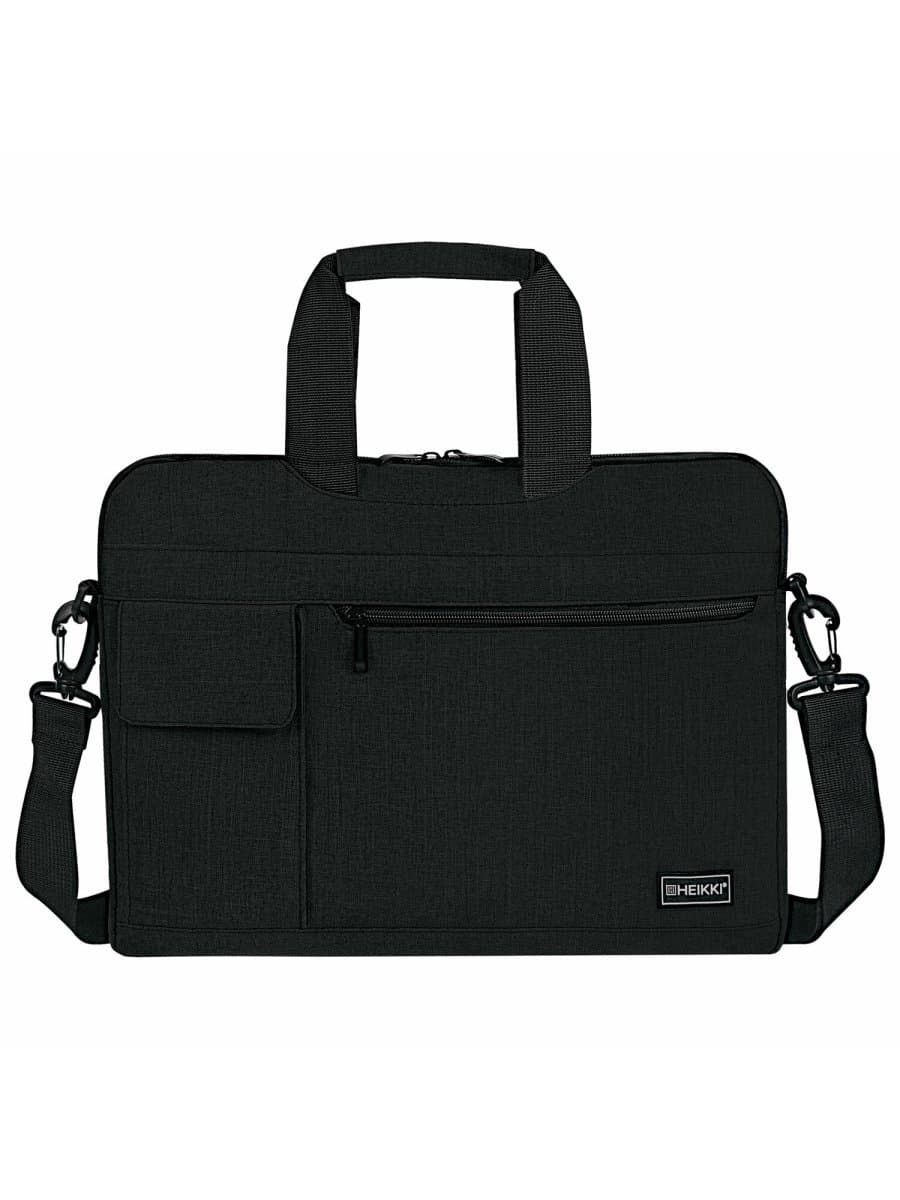 Сумка портфель HEIKKI NOVATION (ХЕЙКИ) с отделением для ноутбука 13-14", багажная лента, черная, 28х38х3 см, 272594