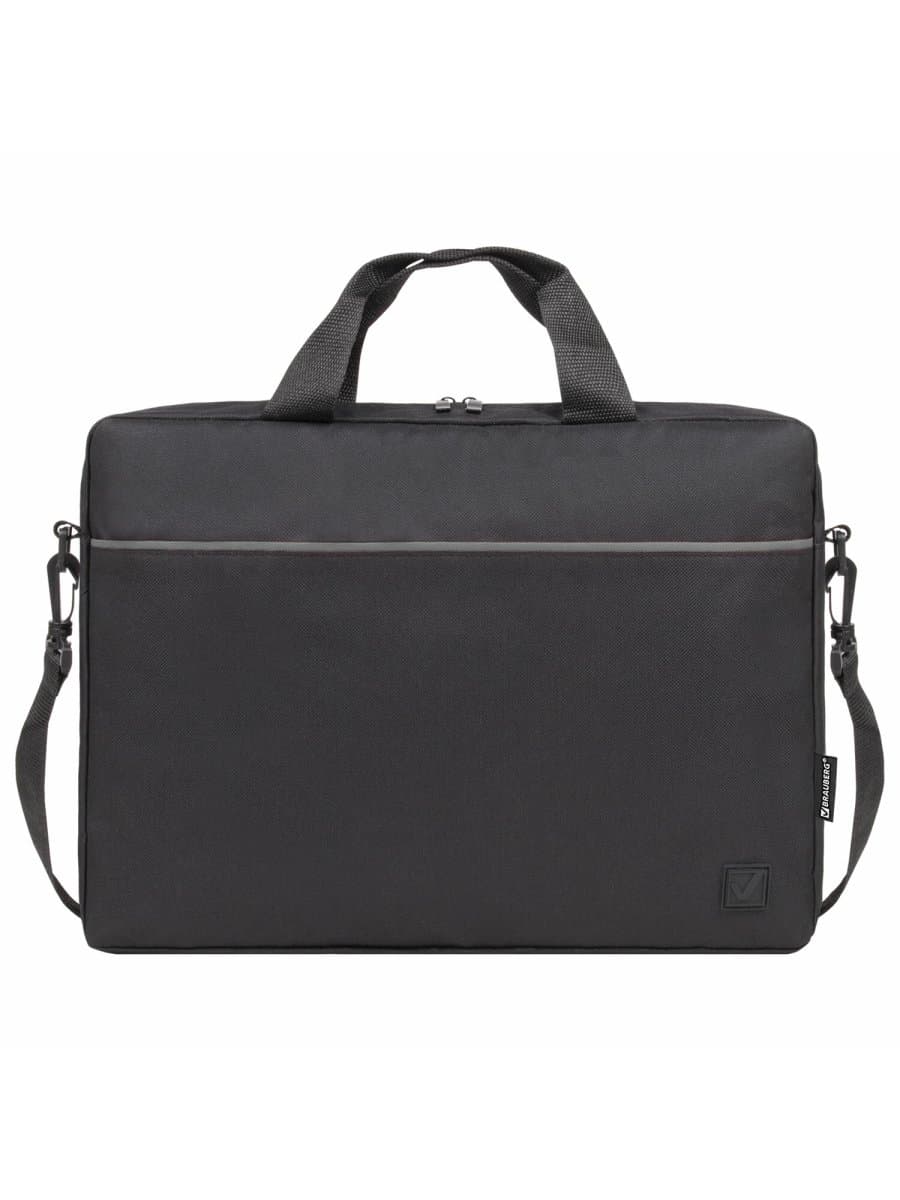 Сумка портфель BRAUBERG PRACTICAL с отделением для ноутбука 15,6", Grey line, черная, 29х40х7 см, 272604