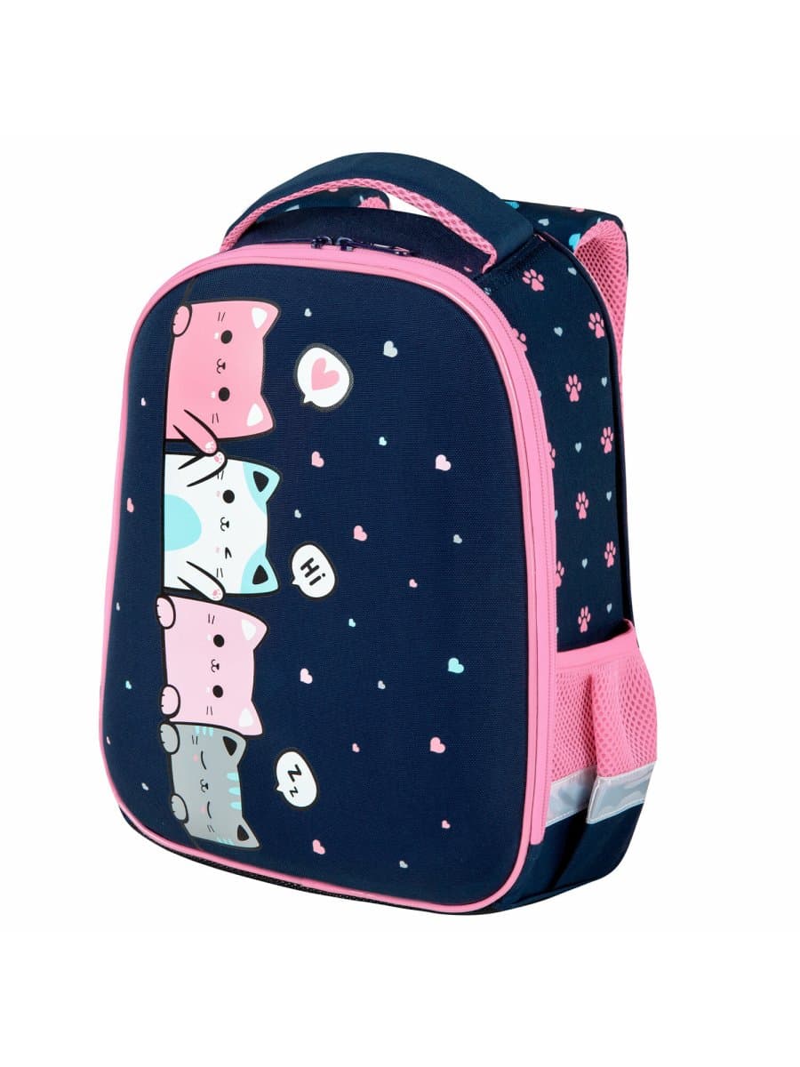 Ранец BRAUBERG KIDS START, 1 отделение, 2 кармана, "Четыре котика", 35х26х13 см, 273150