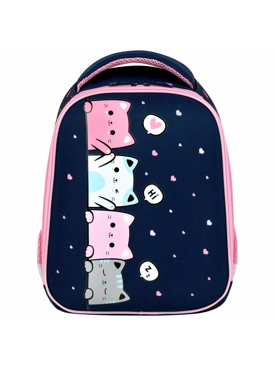 Ранец BRAUBERG KIDS START, 1 отделение, 2 кармана, "Четыре котика", 35х26х13 см, 273150