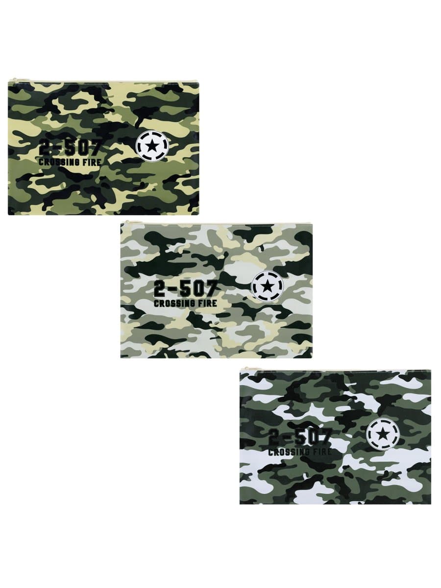 Папка для тетрадей ПИФАГОР А4, 1 отделение, ПВХ, на молнии, ассорти "Camouflage", 32x23 см, 273830