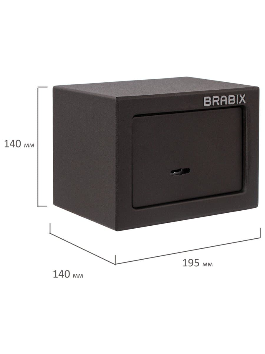 Сейф мебельный BRABIX "SF-140KL", 140х195х140 мм, ключевой замок, черный, 291140, S103BR210114