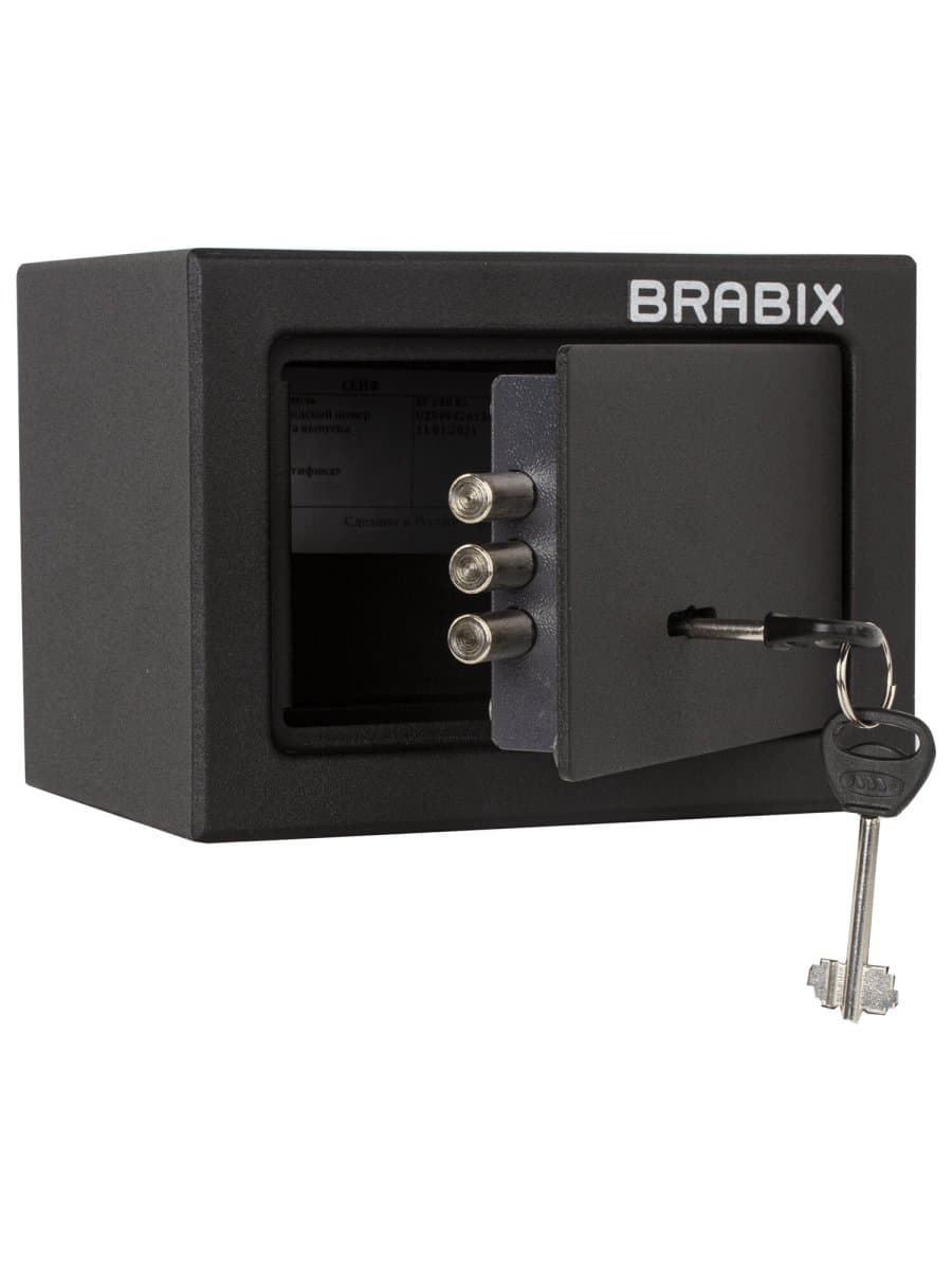 Сейф мебельный BRABIX "SF-140KL", 140х195х140 мм, ключевой замок, черный, 291140, S103BR210114