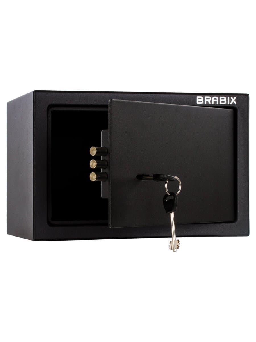 Сейф мебельный BRABIX "SF-200KL", 200х310х200 мм, ключевой замок, черный, 291144, S103BR211114