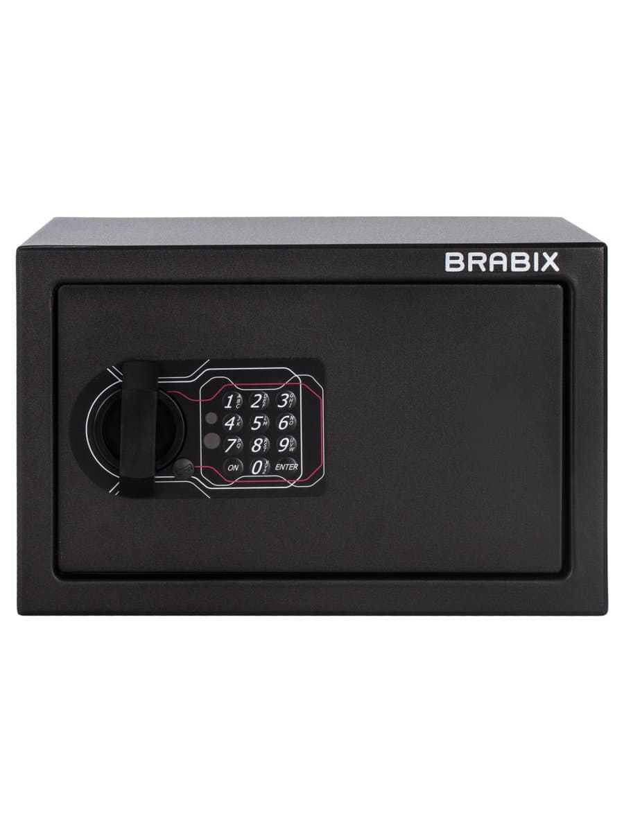 Сейф мебельный BRABIX "SF-200EL", 200х310х200 мм, электронный замок, черный, 291145, S103BR211214