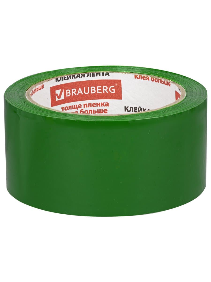 Клейкая лента упаковочная, 48 мм х 66 м, ЗЕЛЕНАЯ, толщина 45 микрон, BRAUBERG, 440073
