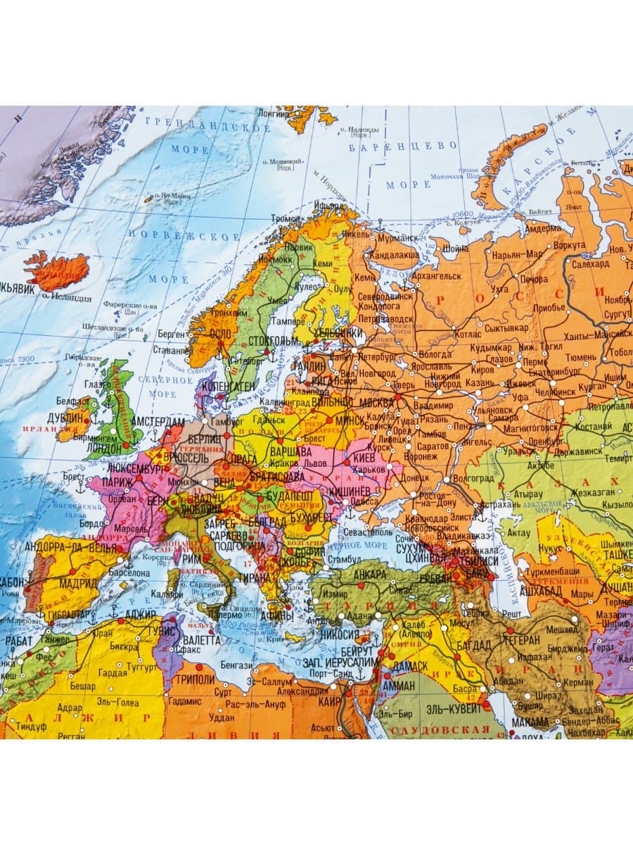 Карта мира политическая 101х70 см, 1:32М, с ламинацией, интерактивная, европодвес, BRAUBERG, 112381
