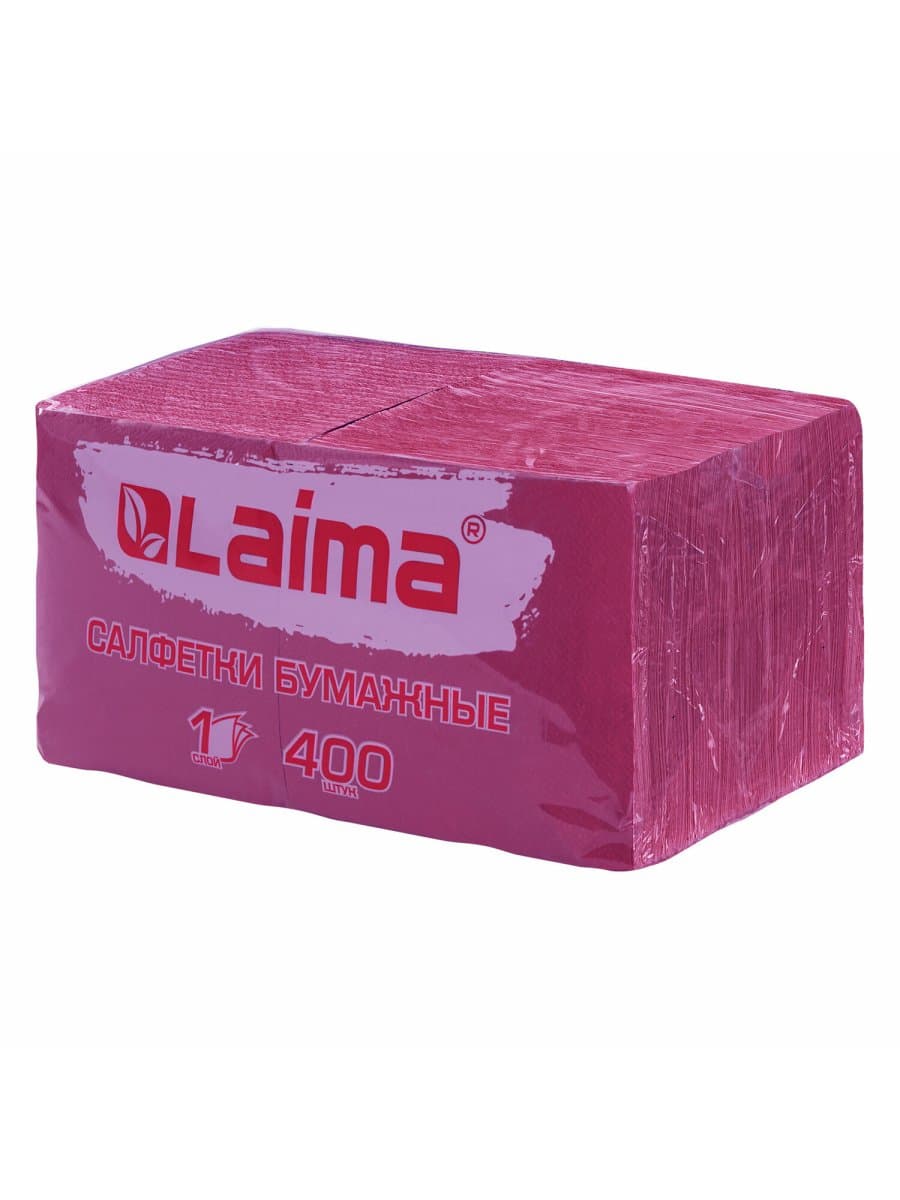 Салфетки бумажные 400 шт., 24х24 см, "Big Pack", бордовые, 100% целлюлоза, LAIMA, 114725