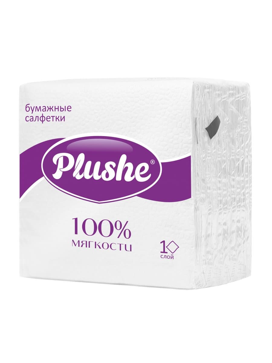 Салфетки бумажные 90 штук, 22,5х22,5 см, PLUSHE (Плюше) Light, белые, 100% целлюлоза, 2774