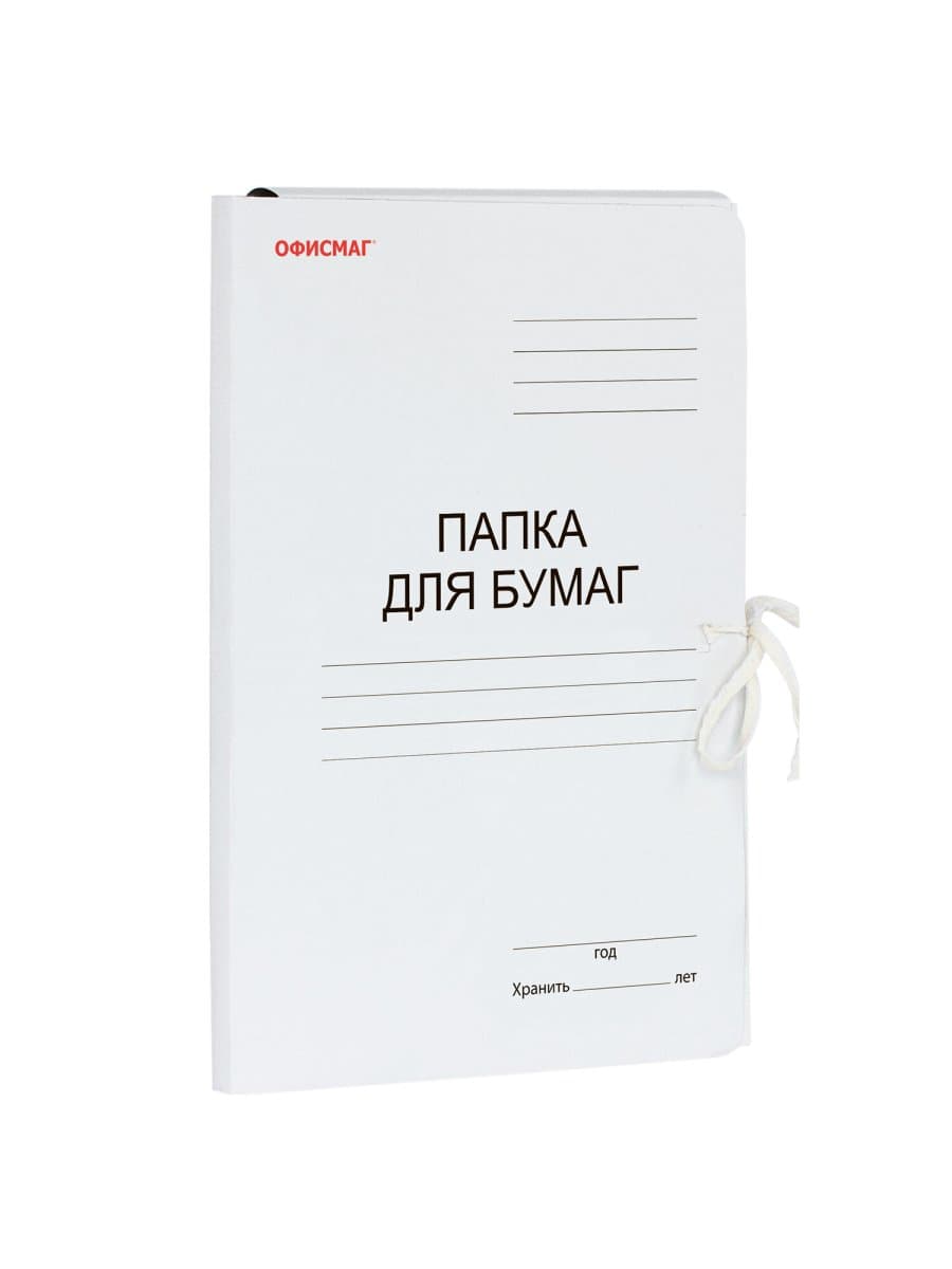 Папка для бумаг с завязками картонная мелованная ОФИСМАГ, гарантированная плотность 320 г/м2, до 200 листов, 124568