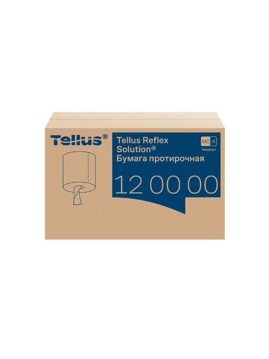Бумага протирочная с центральной вытяжкой 270 метров, Tellus/TORK Reflex (M4) 1-слойная, КОМПЛЕКТ 6 рулонов, 120000