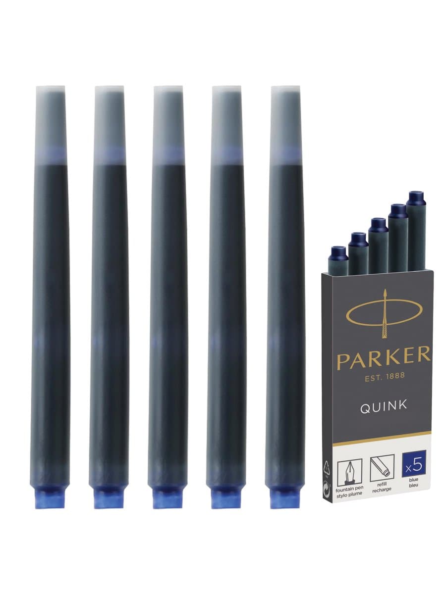 Картриджи чернильные PARKER "Cartridge Quink", КОМПЛЕКТ 5 штук, синие, 1950384