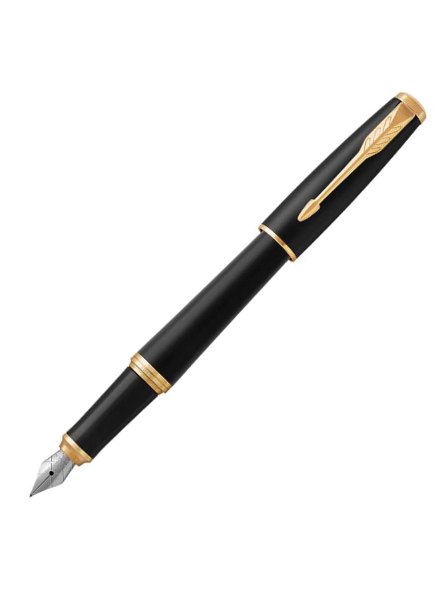 Ручка перьевая PARKER "Urban Core Muted Black GT", черный матовый лак, позолота, синяя, 1931593