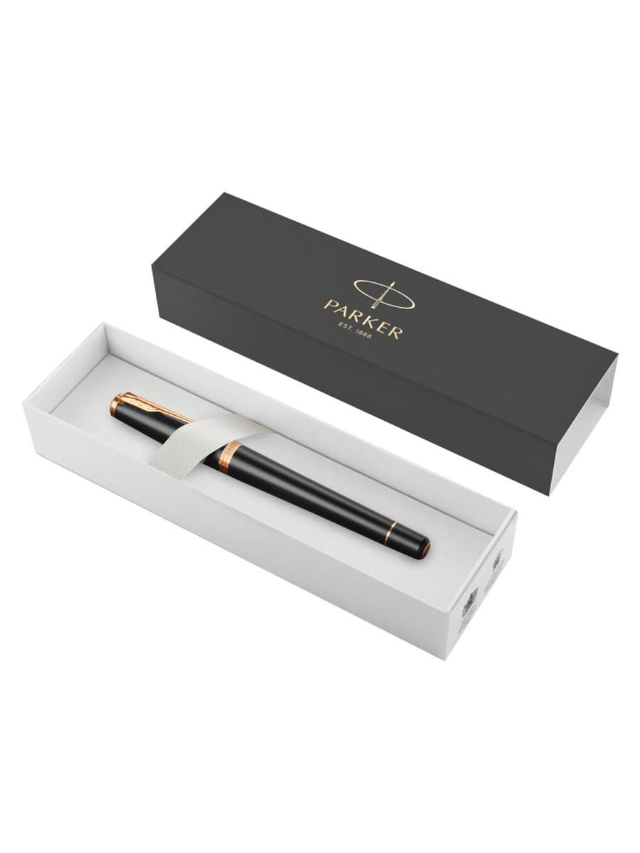 Ручка перьевая PARKER "Urban Core Muted Black GT", черный матовый лак, позолота, синяя, 1931593