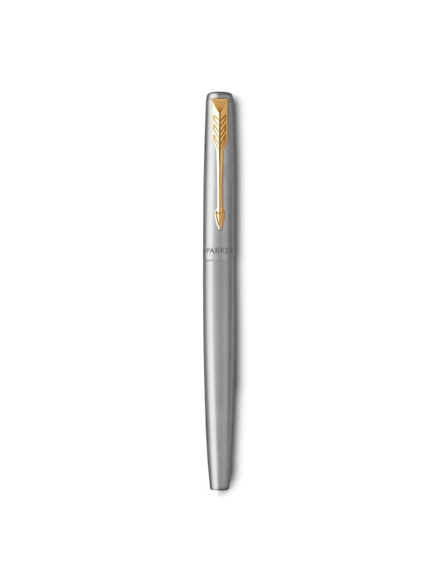 Ручка перьевая PARKER "Jotter Stainless Steel GT", корпус серебристый, позолота, синяя, 2030948