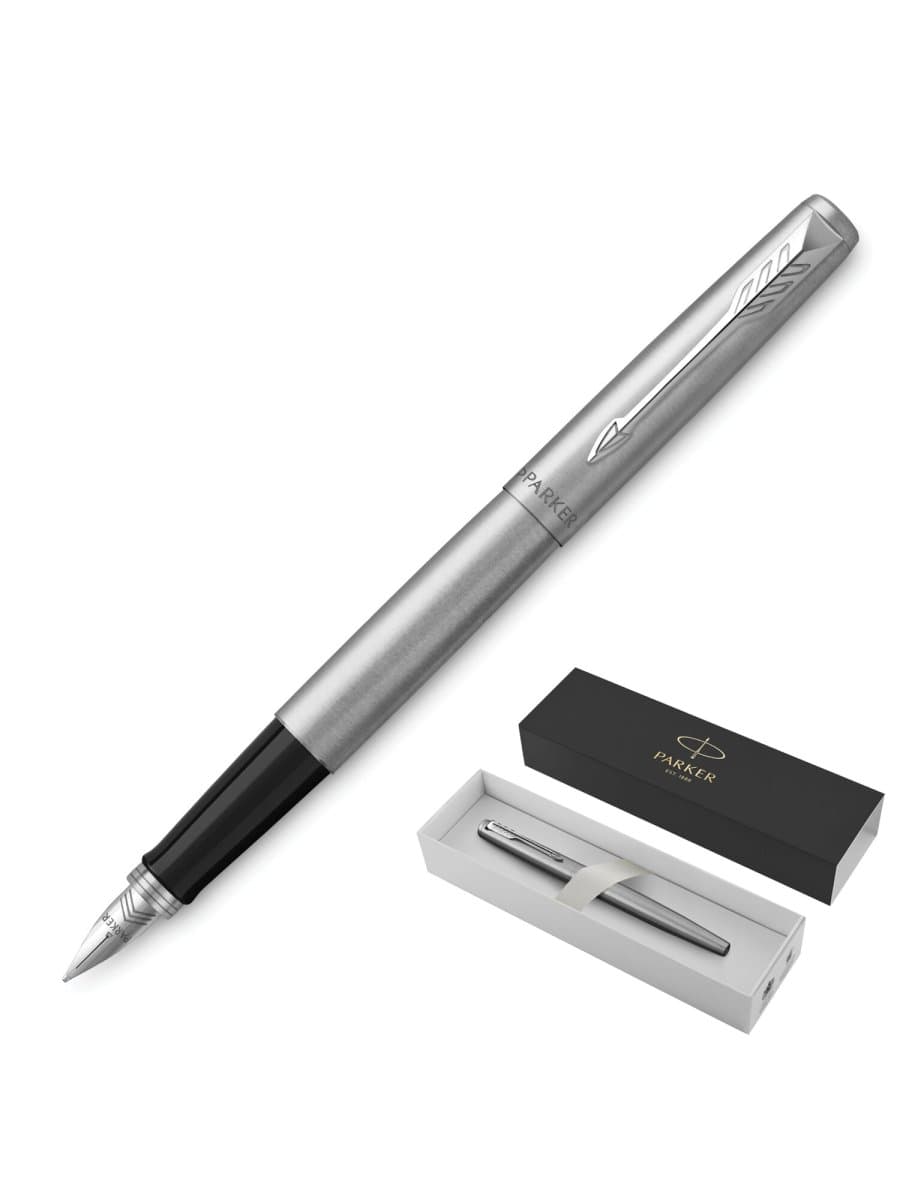 Ручка перьевая PARKER "Jotter Stainless Steel CT", корпус серебристый, детали хром, синяя, 2030946