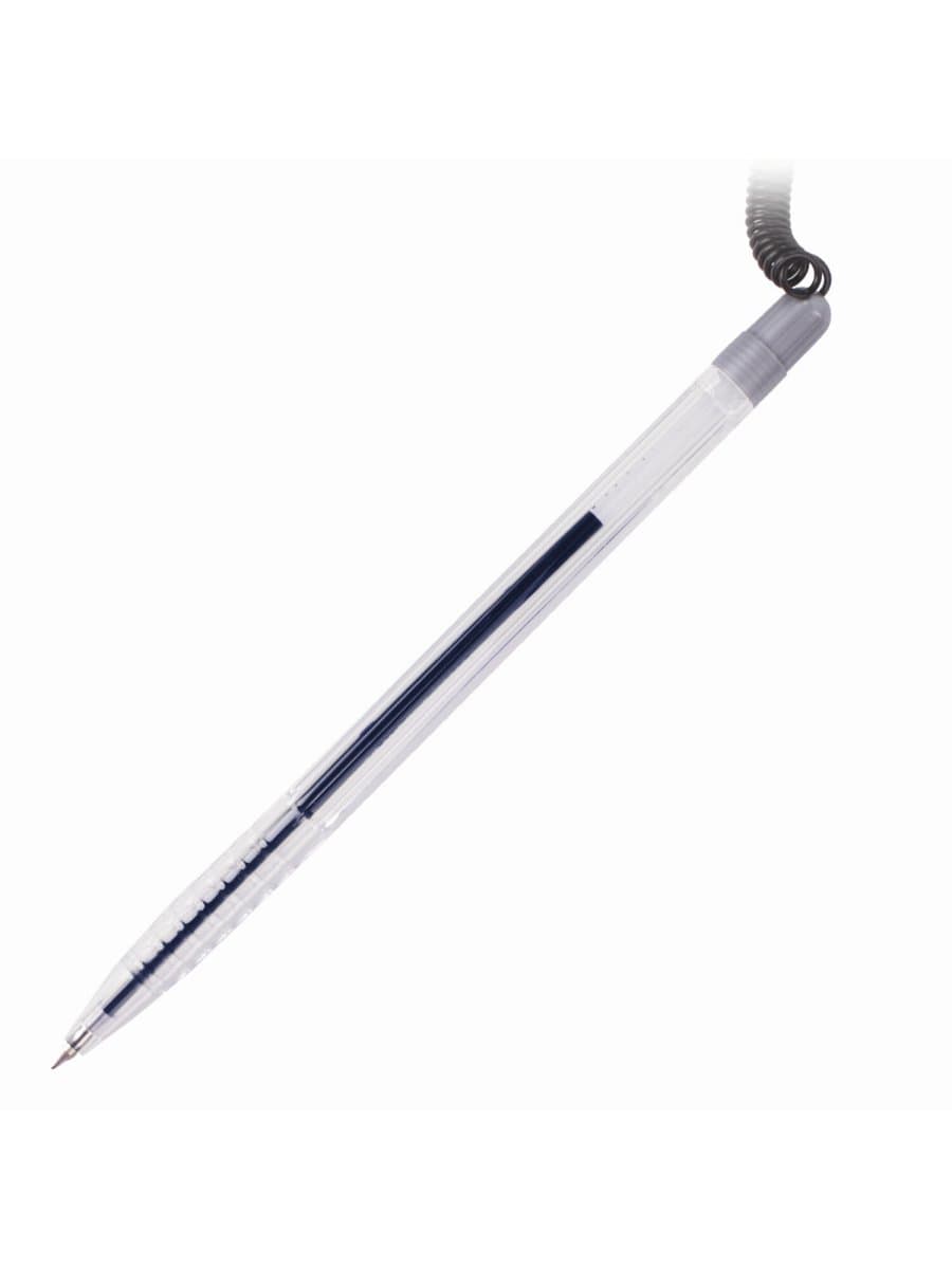 Ручка шариковая настольная BRAUBERG "Counter Pen", СИНЯЯ, пружинка, корпус серебристый, 0,5 мм, 143258