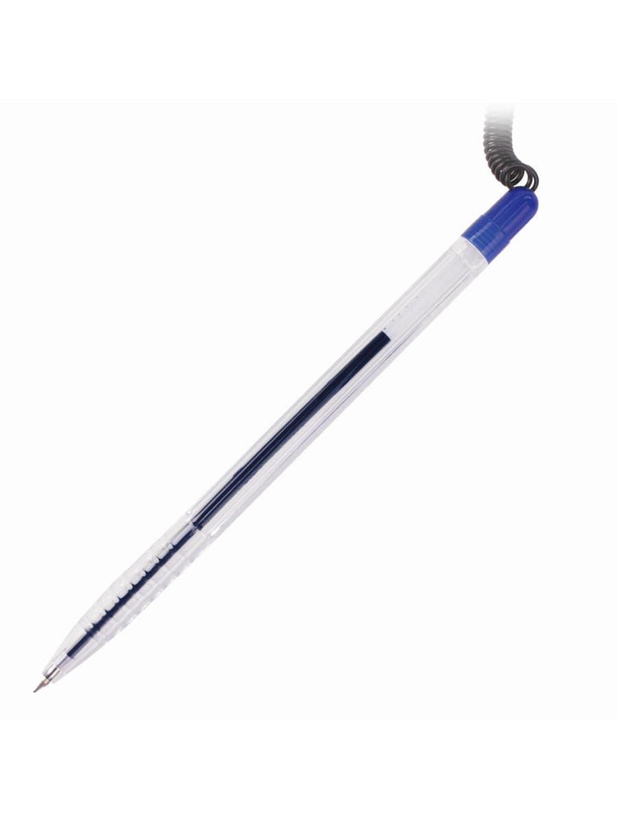 Ручка шариковая настольная BRAUBERG "Counter Pen", СИНЯЯ, пружинка, корпус синий, 0,5 мм, 143259