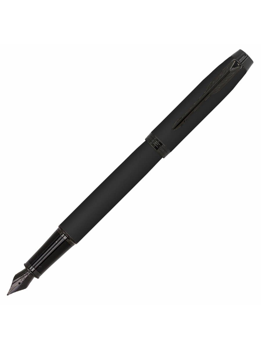 Ручка перьевая PARKER "IM Achromatic Black BT", черный матовый, нержавеющая сталь, синяя, 2127741