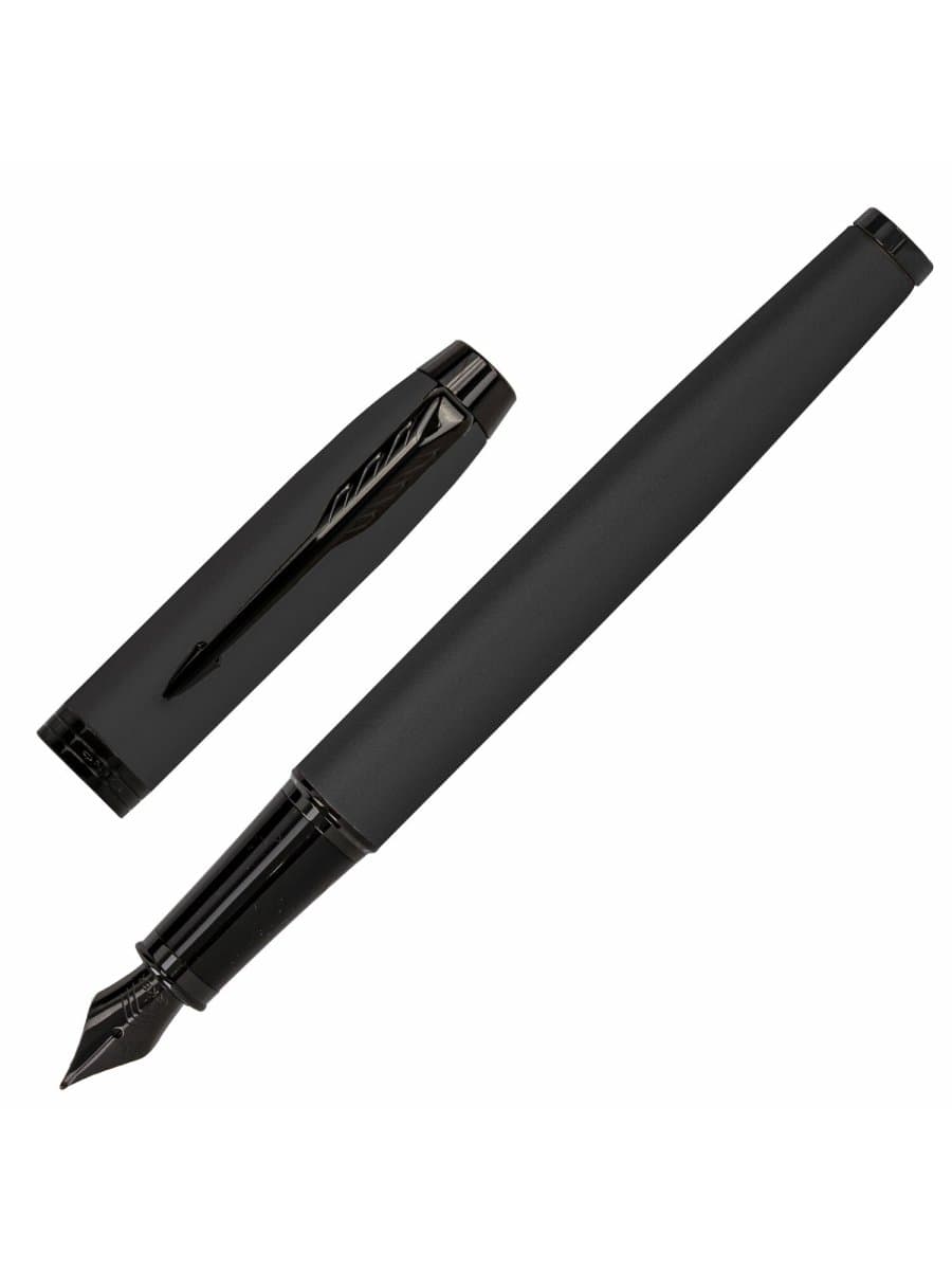 Ручка перьевая PARKER "IM Achromatic Black BT", черный матовый, нержавеющая сталь, синяя, 2127741