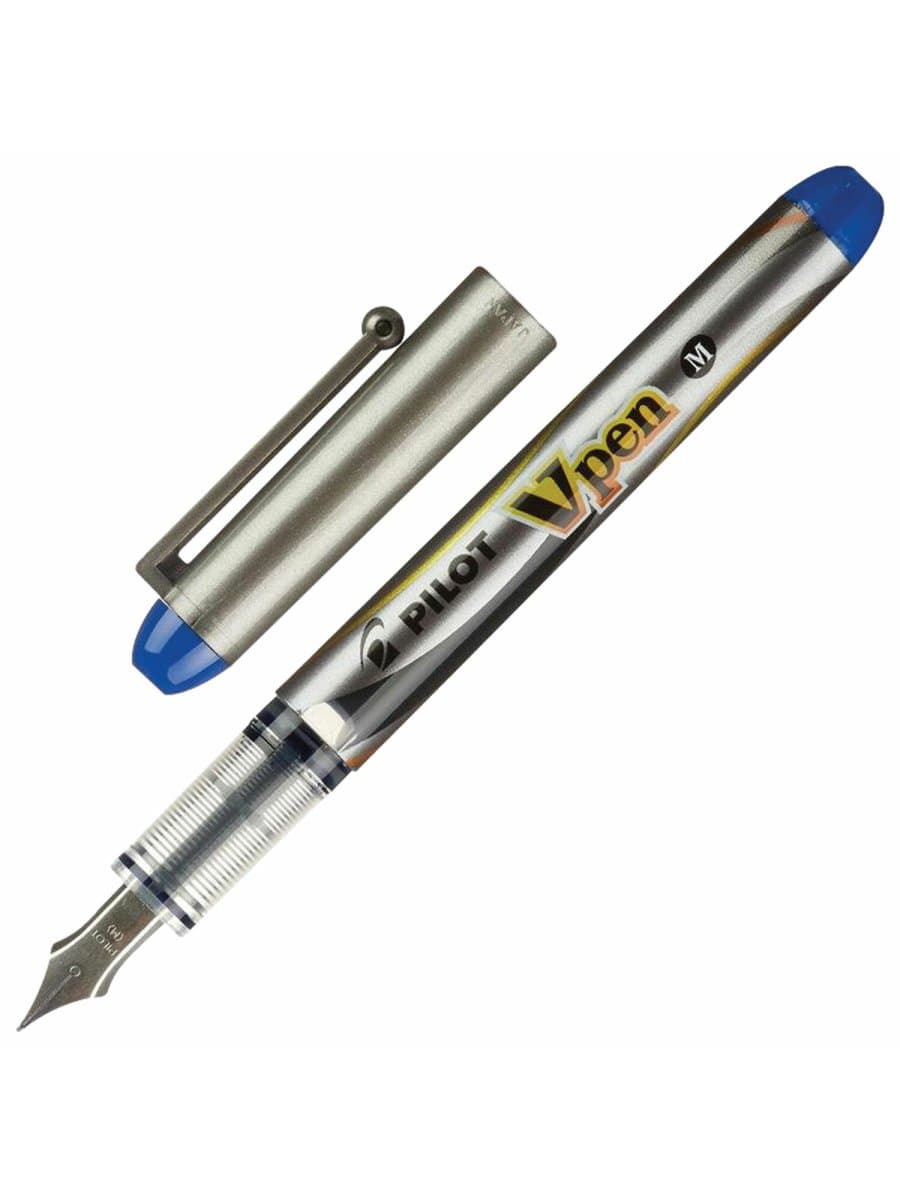 Ручка перьевая PILOT V-Pen, СИНЯЯ, корпус серый, линия письма 0,58 мм, SVP-4M L