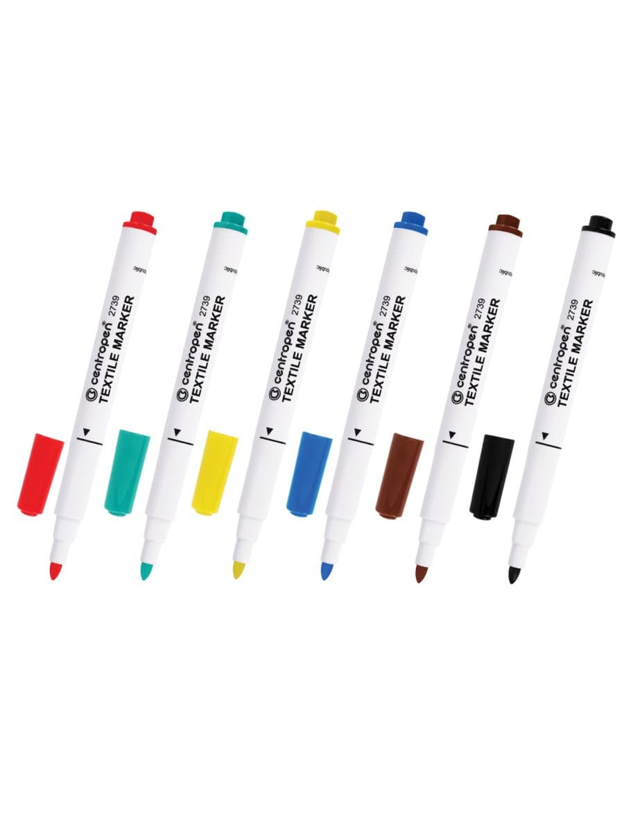 Маркеры для ткани 6 ЦВЕТОВ CENTROPEN "Textile Marker", круглый наконечник, 1,8 мм, 2739/6, 5 2739 0610