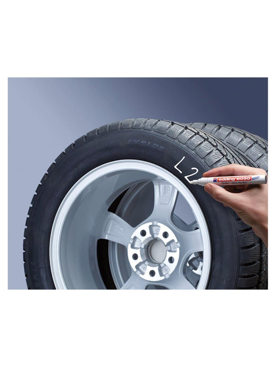 Маркер для шин и резины EDDING "8050", 2-4 мм, БЕЛЫЙ, круглый наконечник, E-8050/49