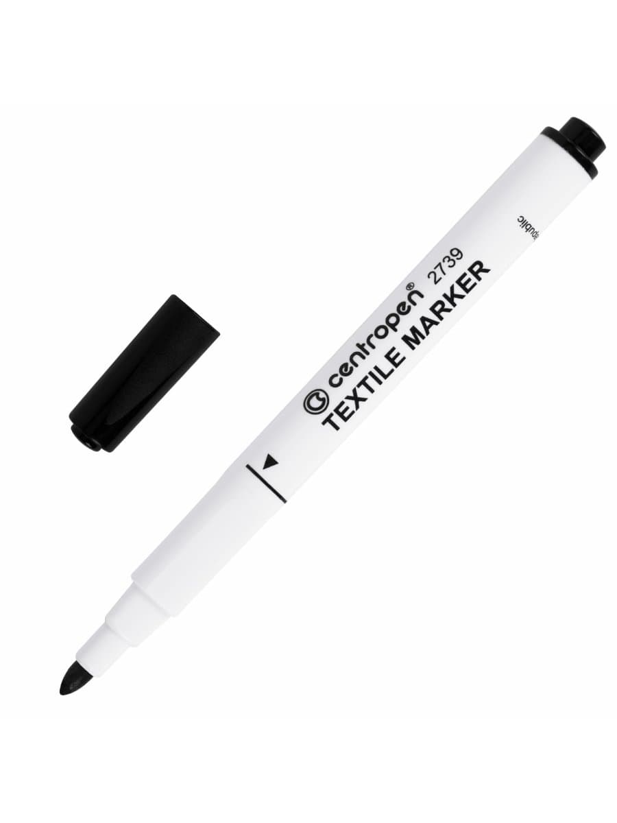 Маркер для ткани ЧЕРНЫЙ CENTROPEN "Textile Marker", круглый наконечник, 1,8 мм, 2739, 5 2739 9212