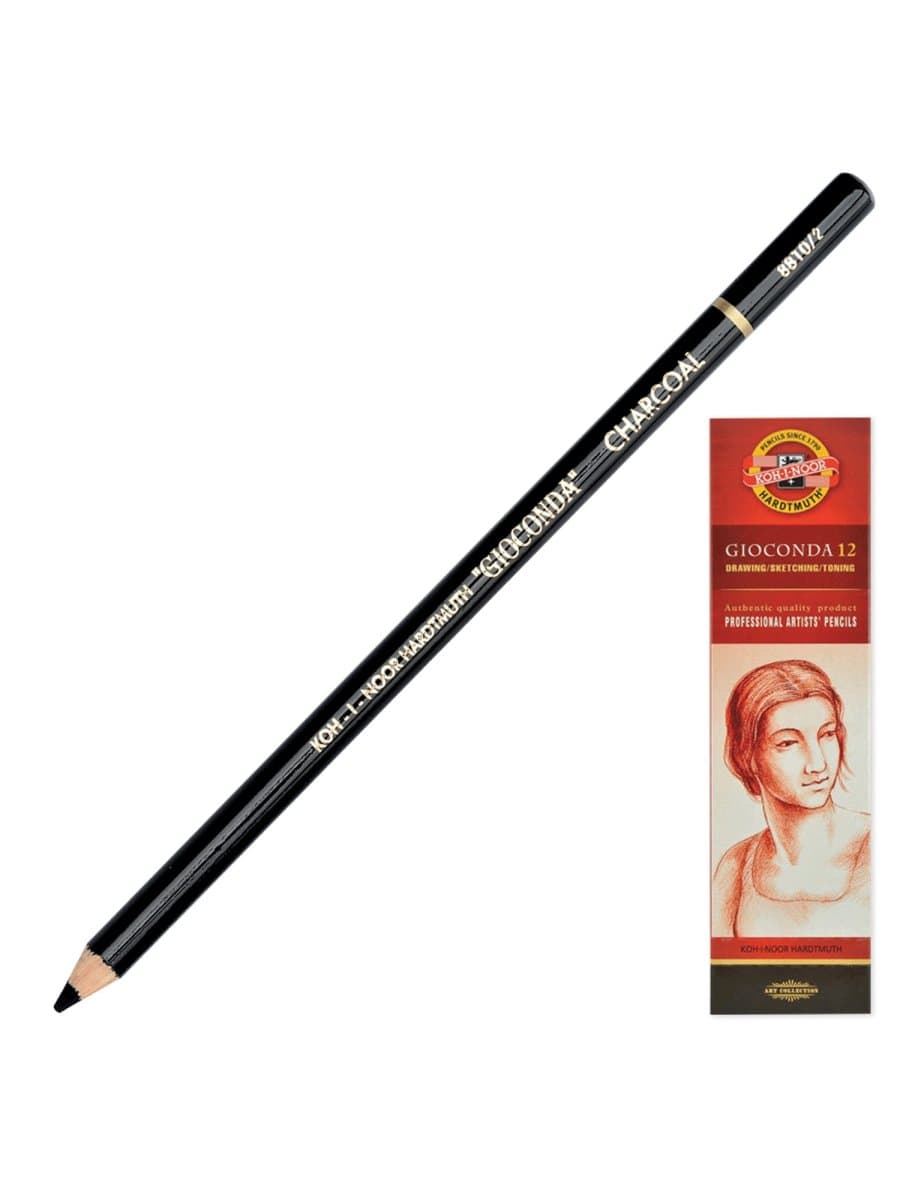 Карандаш угольный KOH-I-NOOR, 1 шт., "Gioconda", корпус черный, средняя твердость, 3,8 мм, 8810002001KS