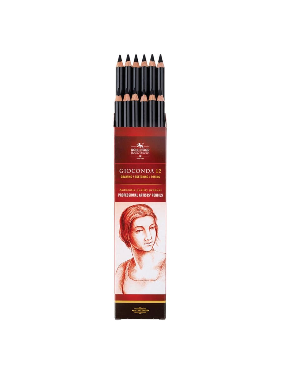Карандаш угольный KOH-I-NOOR, 1 шт., "Gioconda", корпус черный, средняя твердость, 3,8 мм, 8810002001KS