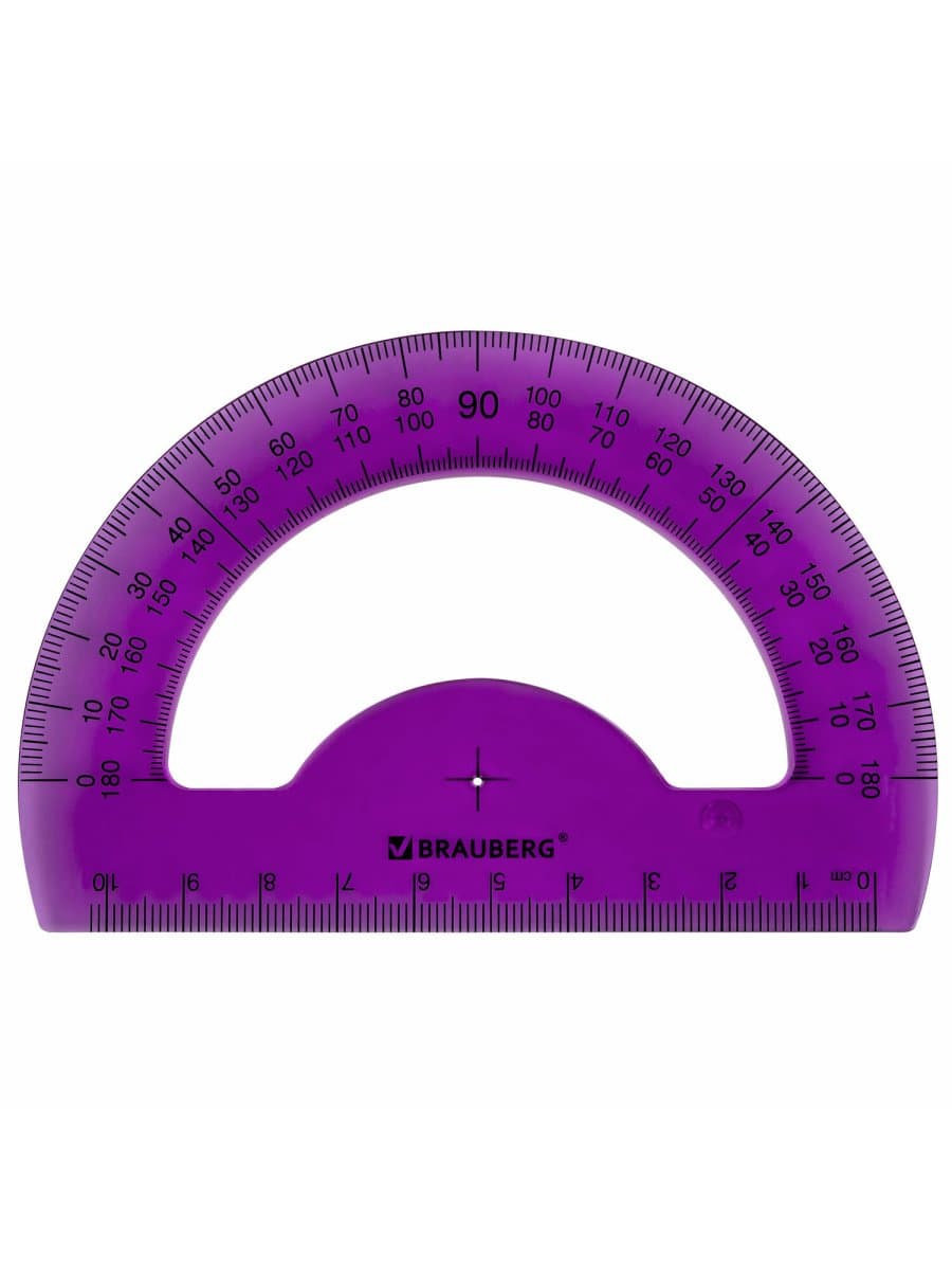 Транспортир 10 см BRAUBERG "FRUITY", 180 градусов, пластик, тонированный, ассорти, 210768