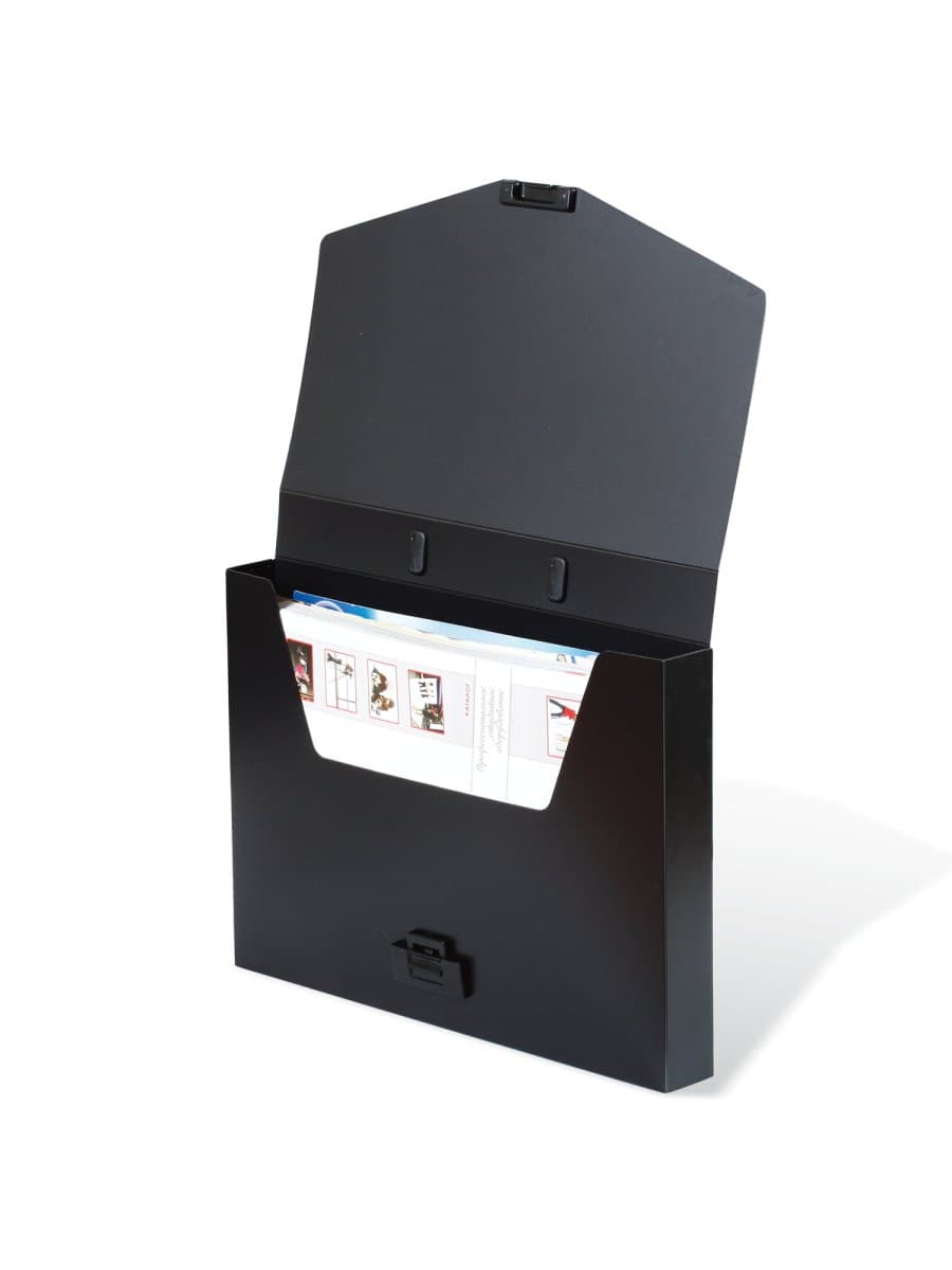 Папка-портфель пластиковая BRAUBERG "Energy" А4 (330х256х32 мм), без отделений, черная, 221202
