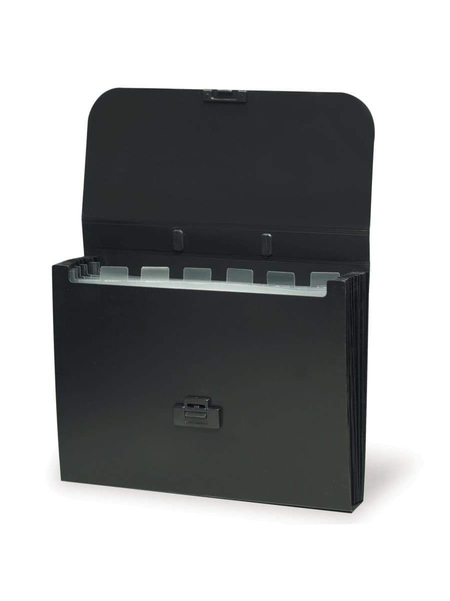 Папка-портфель пластиковая BRAUBERG "Energy" А4 (330х256х32 мм), 7 отделений, черная, 221204