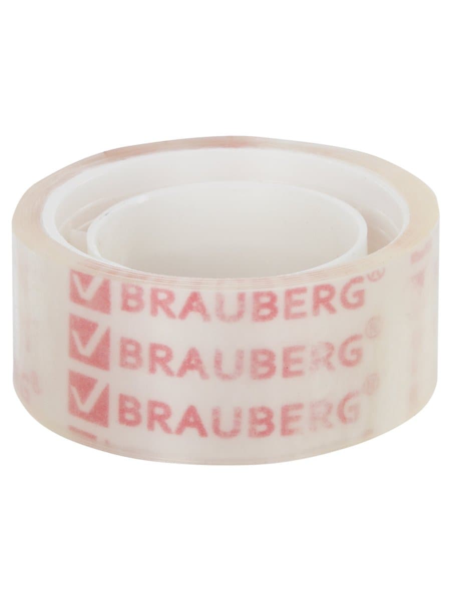 Клейкие ленты 19 мм х 10 м канцелярские BRAUBERG, комплект 12 шт., прозрачные, 223124