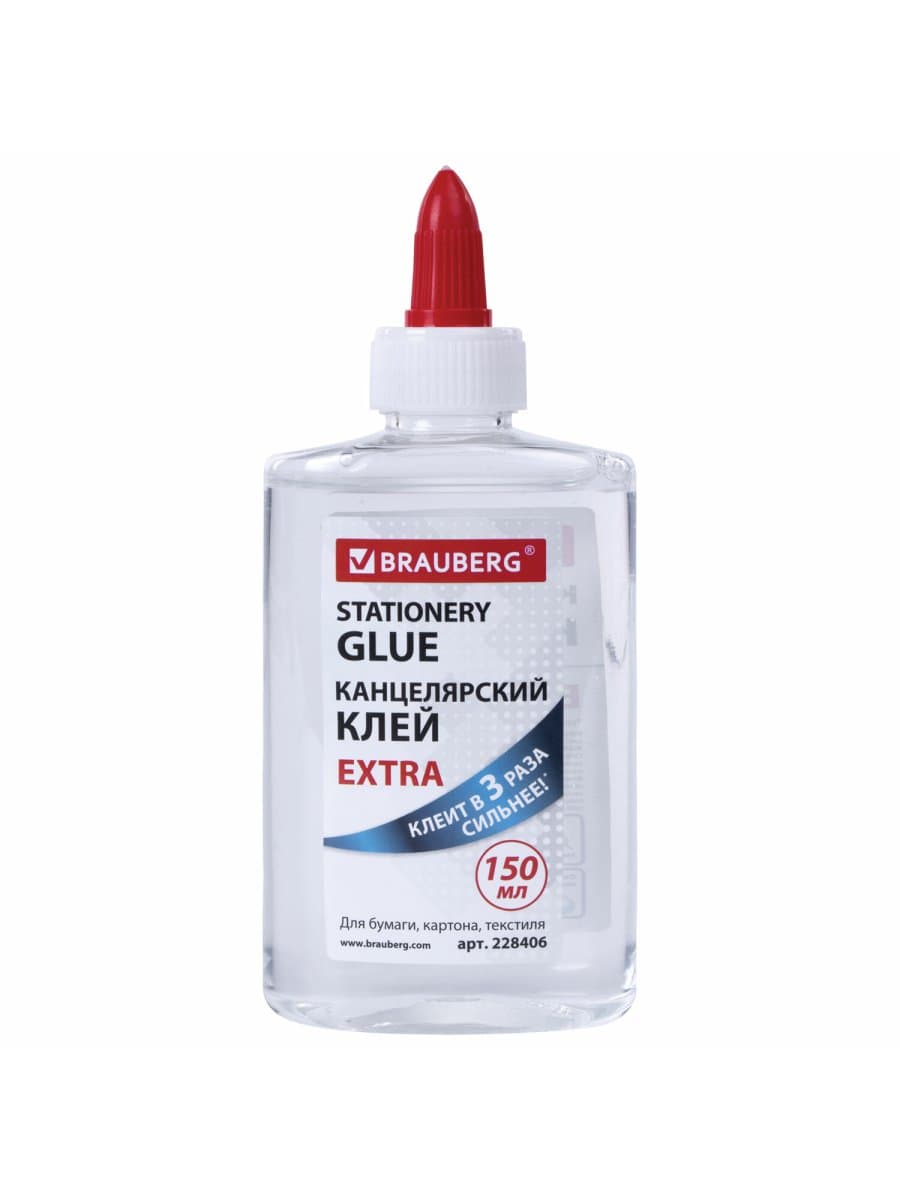 Клей канцелярский EXTRA BRAUBERG, 150 мл, с дозатором, 228406