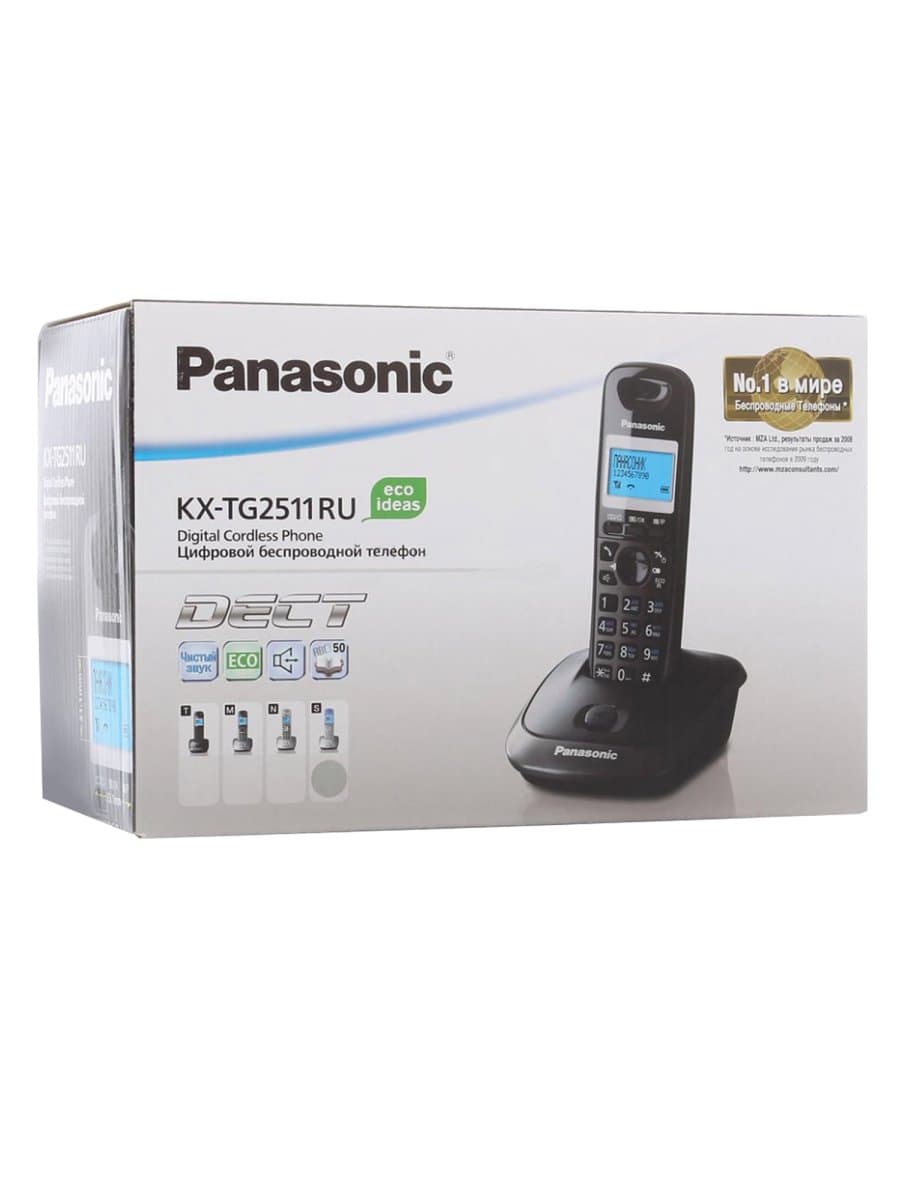 Радиотелефон PANASONIC KX-TG2511RUT, память 50 номеров, АОН, повтор, спикерфон, полифония, титановый