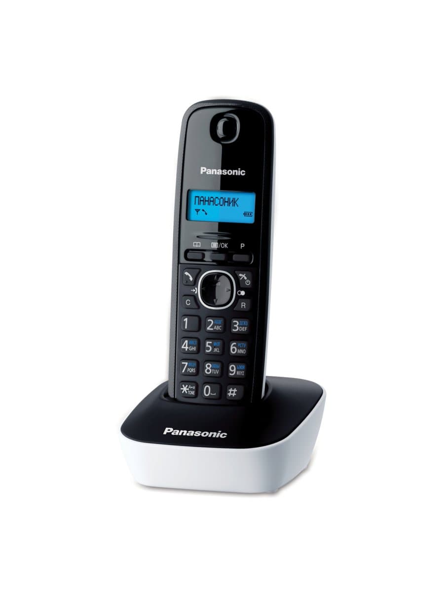 Радиотелефон PANASONIC KX-TG1611RUW, память 50 номеров, АОН, повтор, часы/будильник, белый