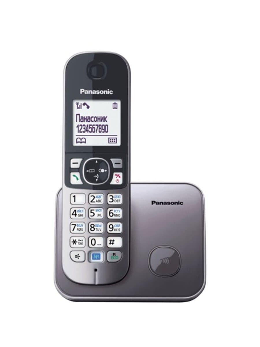 Радиотелефон PANASONIC KX-TG6811RUM, память 50 номеров, АОН, повтор, спикерфон, полифония, 10-100 м, серый
