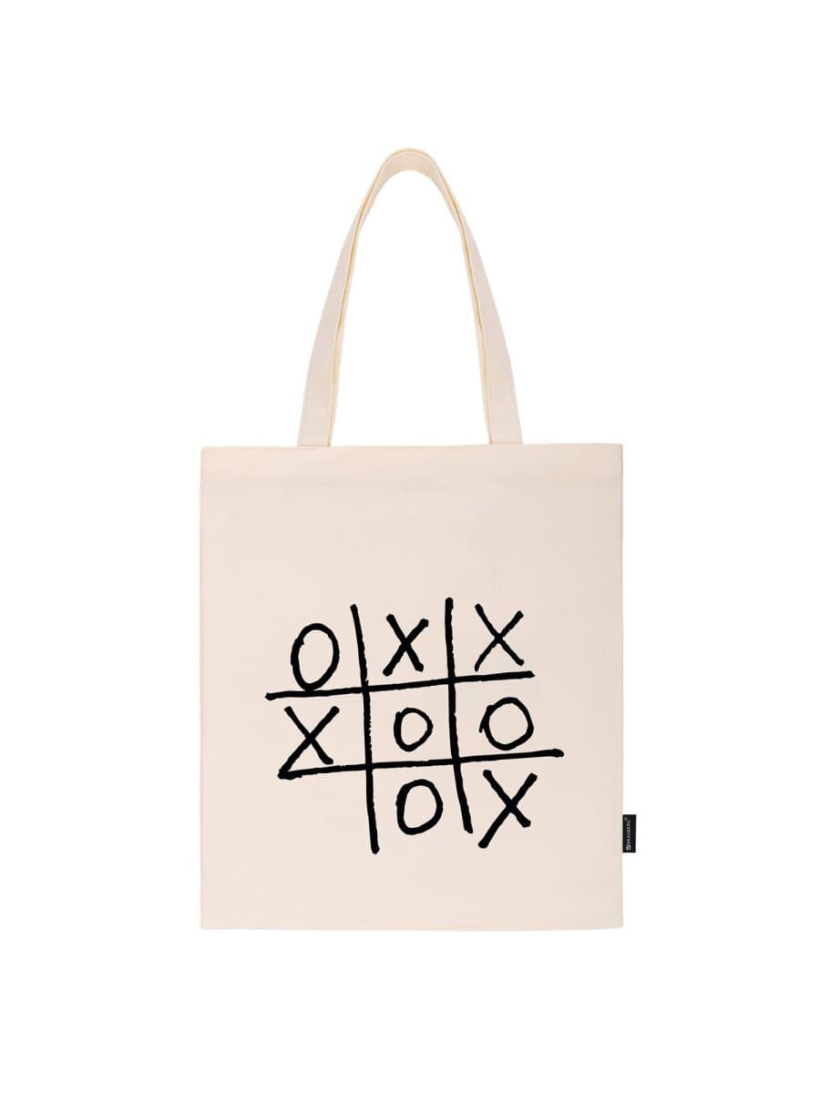 Сумка шоппер BRAUBERG PREMIUM, канвас, 40х35 см, на кнопке, карман, бежевый, "Tic-tac-toe", 271902