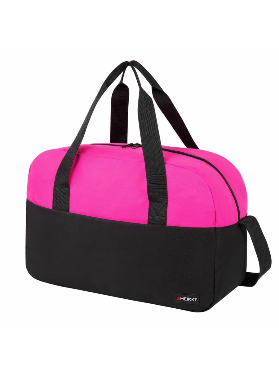 Сумка спортивная HEIKKI BASE (ХЕЙКИ), карман на молнии, черная/фуксия, 30x44x17 см, 272621